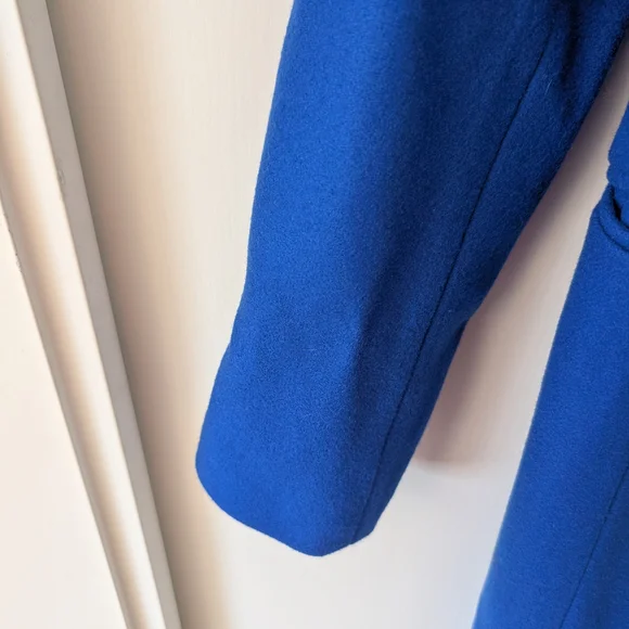 ASOS Womens 8 Soft Long Trench Coat Wool Blend Blue Classic Colorful Outdoors - Picture 4 of 8